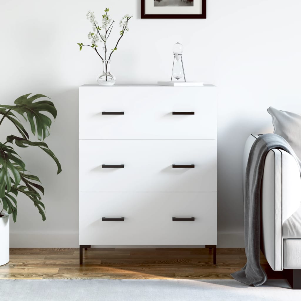 Skjenk hvit 69,5x34x90 cm konstruert tre