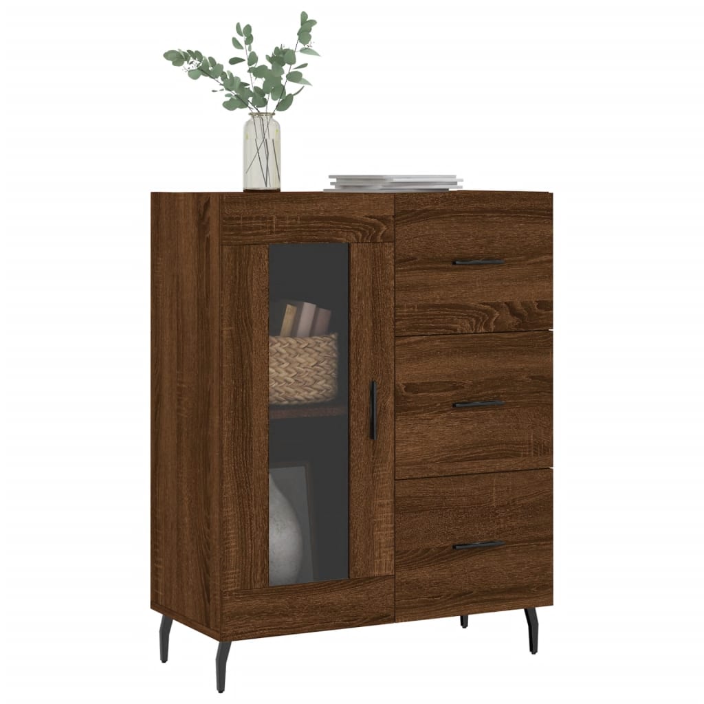 Skjenk brun eik 69,5x34x90 cm konstruert tre