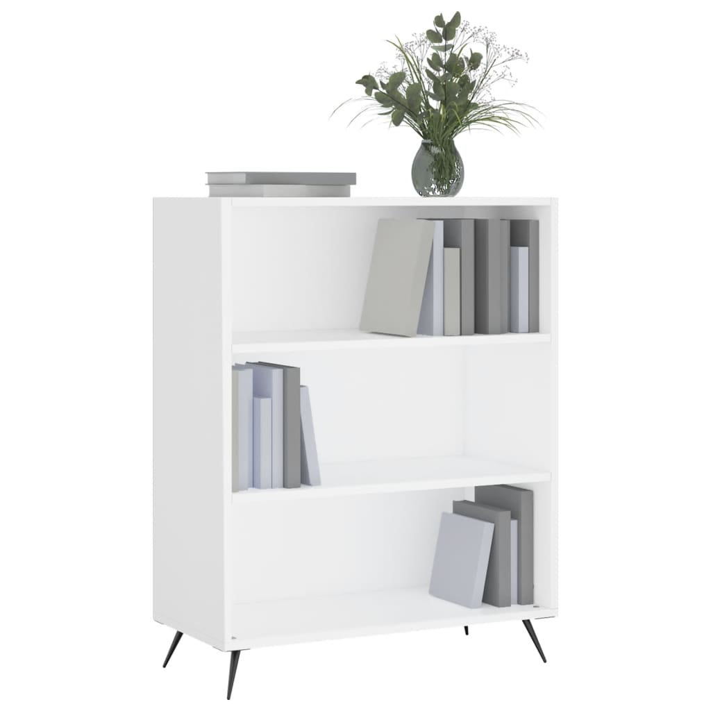 Bokhylle hvit 69,5x32,5x90 cm konstruert tre