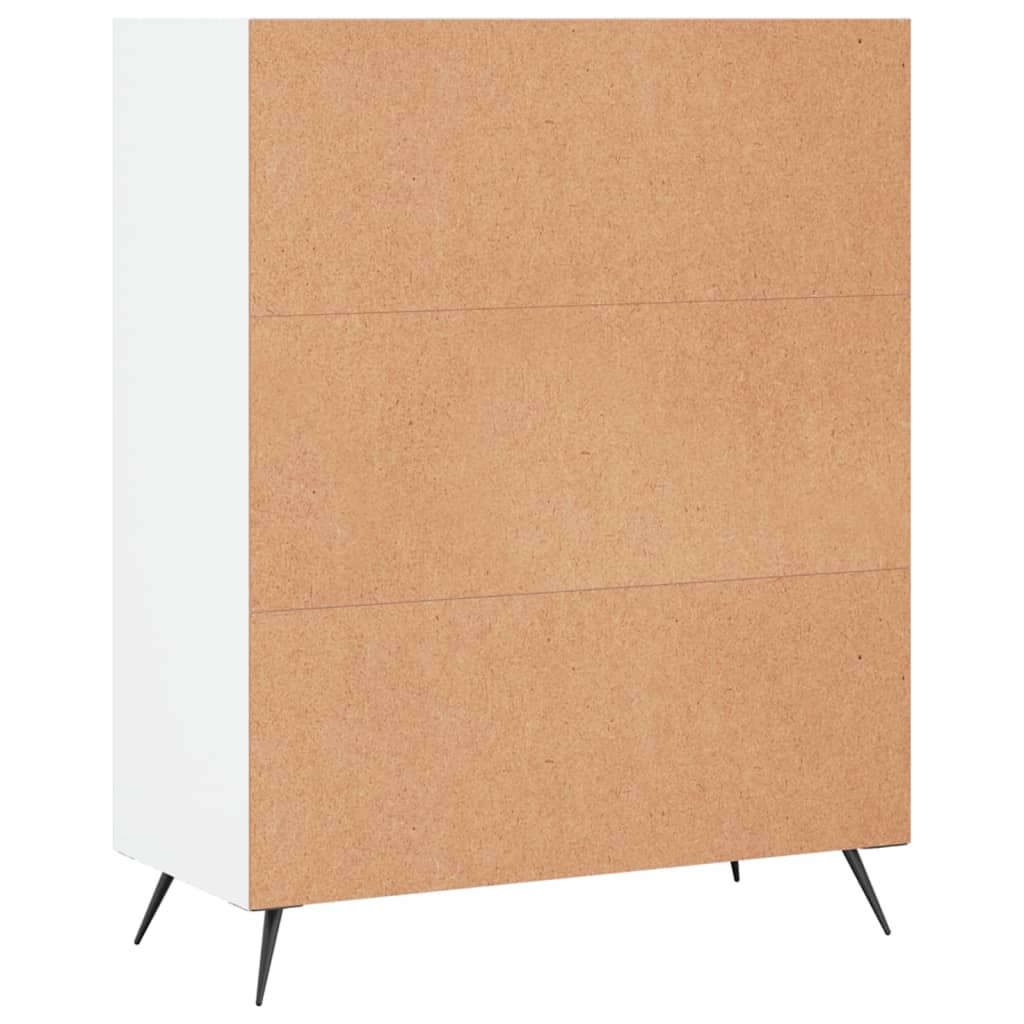 Bokhylle hvit 69,5x32,5x90 cm konstruert tre