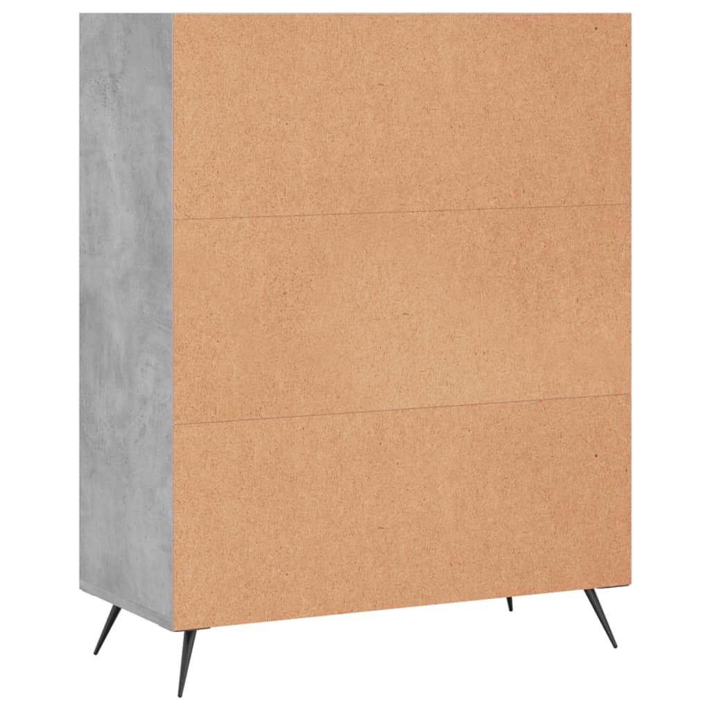 Bokhylle betonggrå 69,5x32,5x90 cm konstruert tre