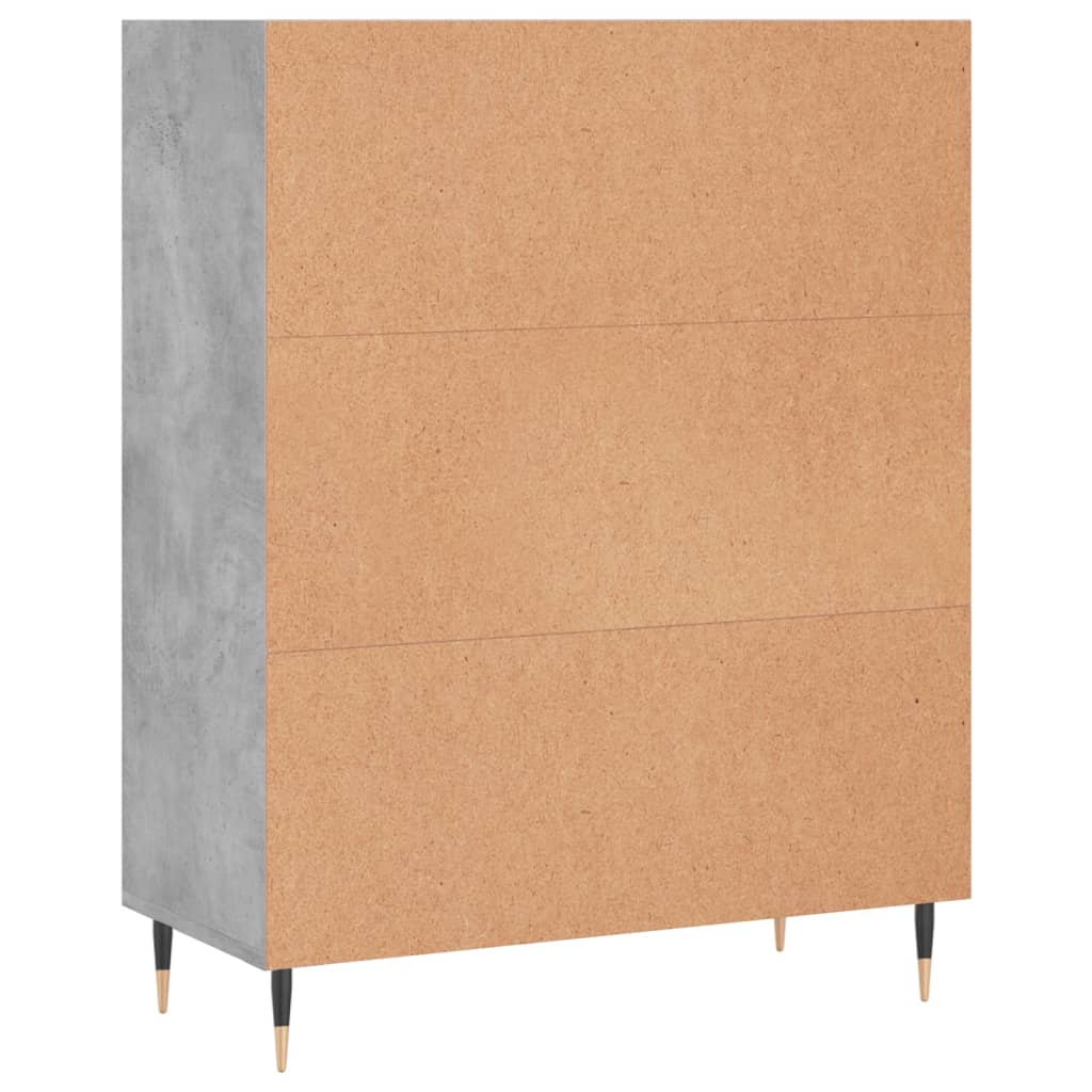 Bokhylle betonggrå 69,5x32,5x90 cm konstruert tre
