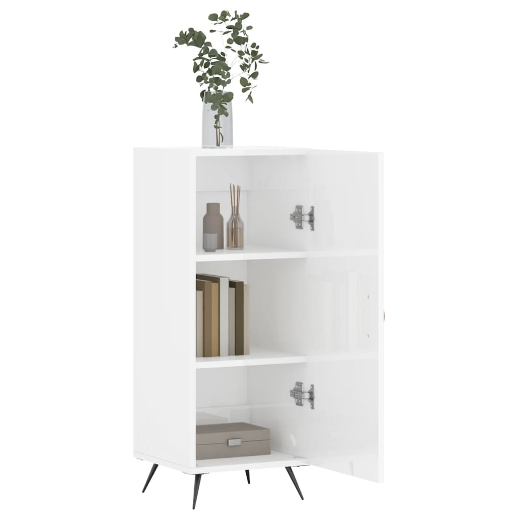 Skjenk høyglans hvit 34,5x34x90 cm konstruert tre