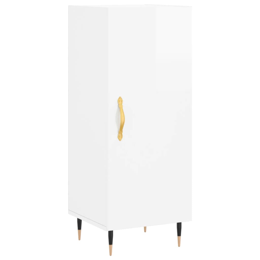 Skjenk høyglans hvit 34,5x34x90 cm konstruert tre