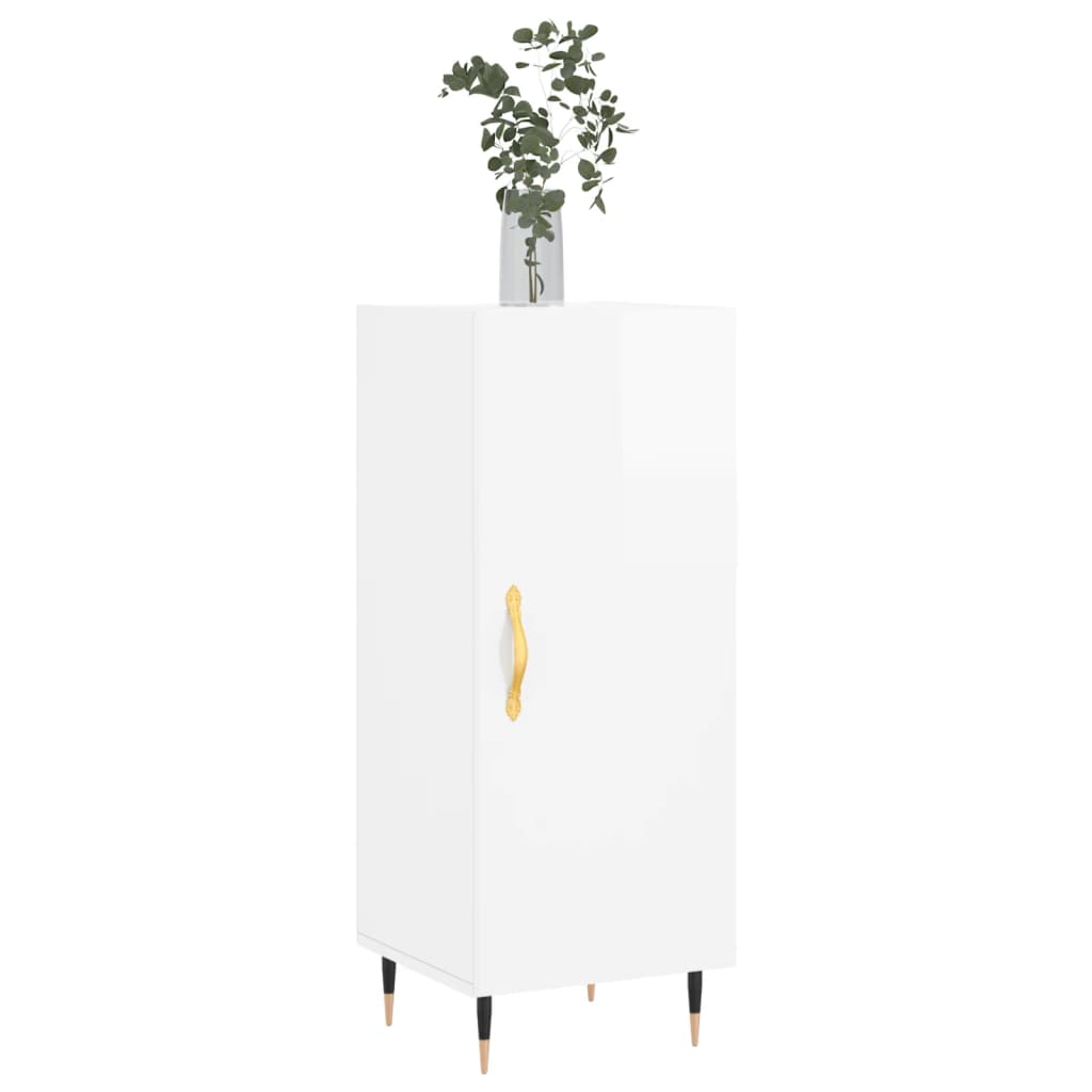 Skjenk høyglans hvit 34,5x34x90 cm konstruert tre