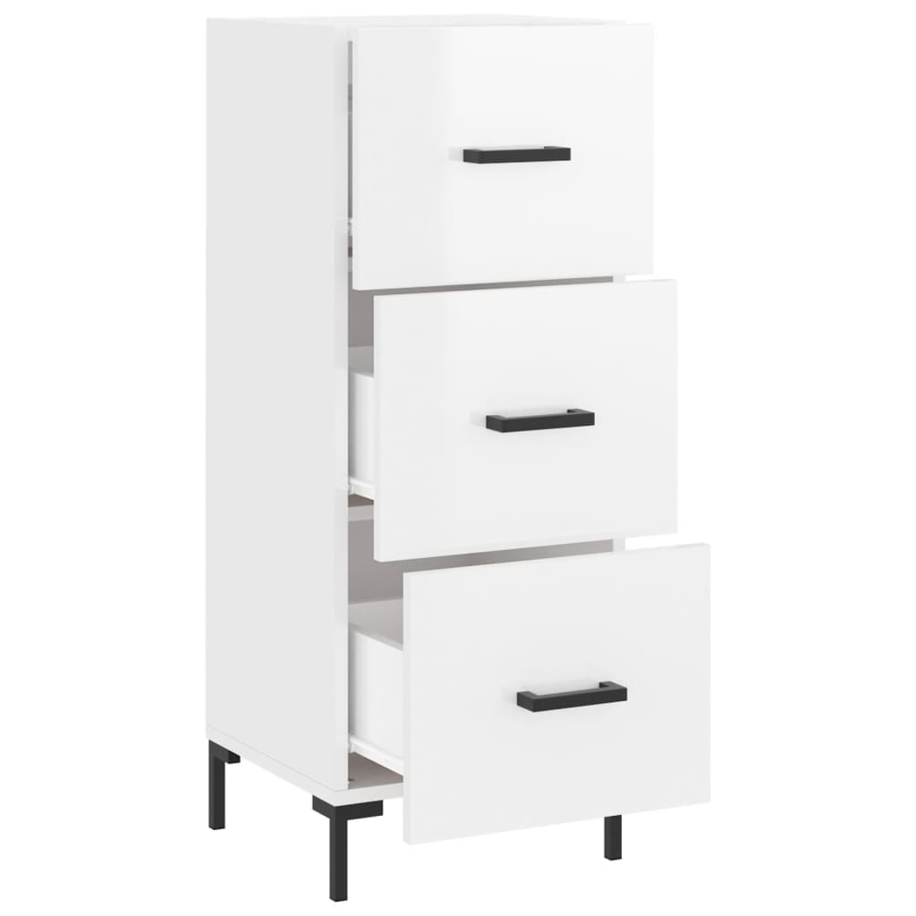 Skjenk høyglans hvit 34,5x34x90 cm konstruert tre