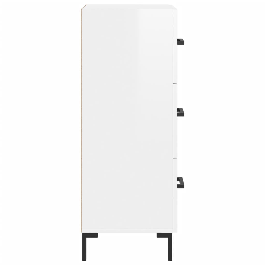 Skjenk høyglans hvit 34,5x34x90 cm konstruert tre