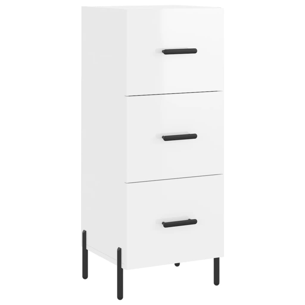Skjenk høyglans hvit 34,5x34x90 cm konstruert tre