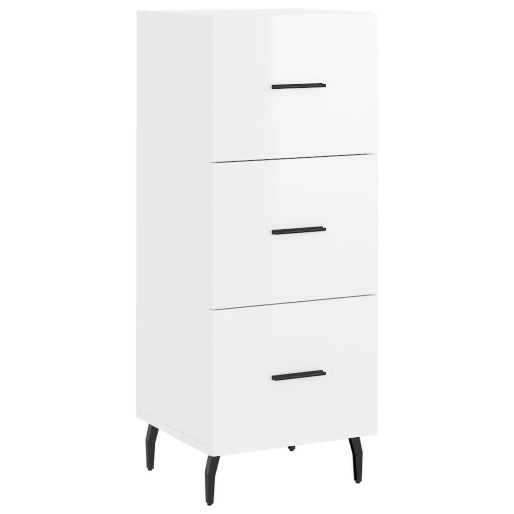 Skjenk høyglans hvit 34,5x34x90 cm konstruert tre