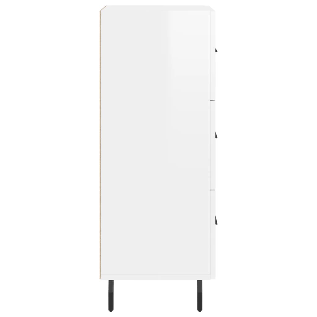 Skjenk høyglans hvit 34,5x34x90 cm konstruert tre