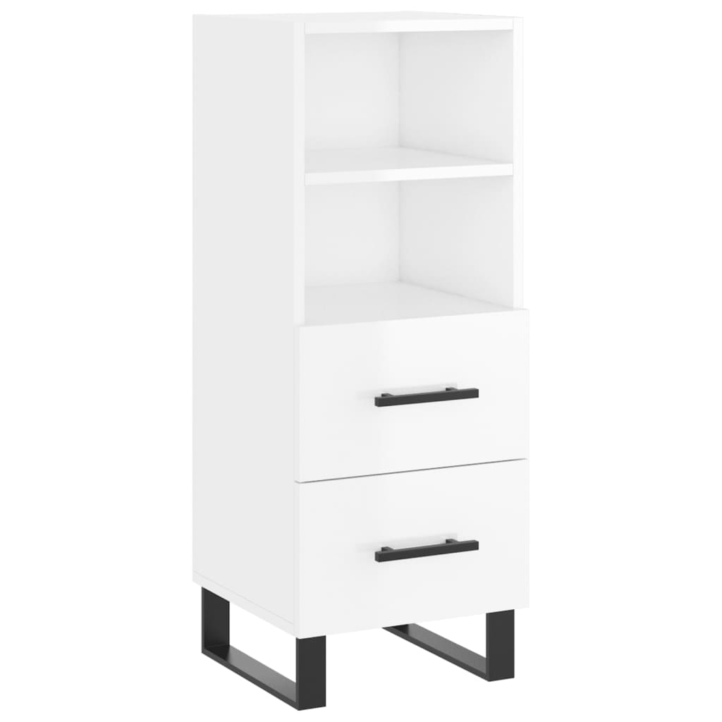 Skjenk høyglans hvit 34,5x34x90 cm konstruert tre