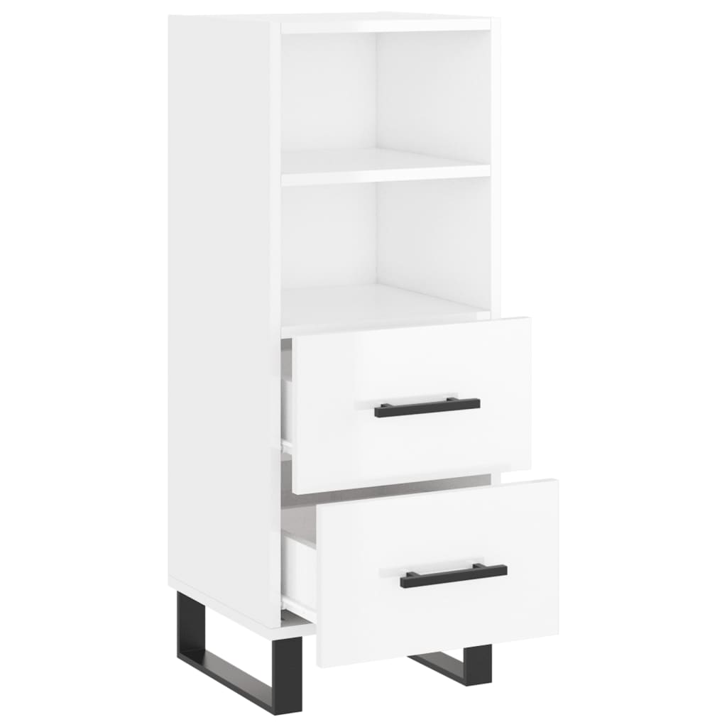 Skjenk høyglans hvit 34,5x34x90 cm konstruert tre