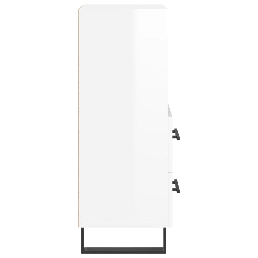 Skjenk høyglans hvit 34,5x34x90 cm konstruert tre