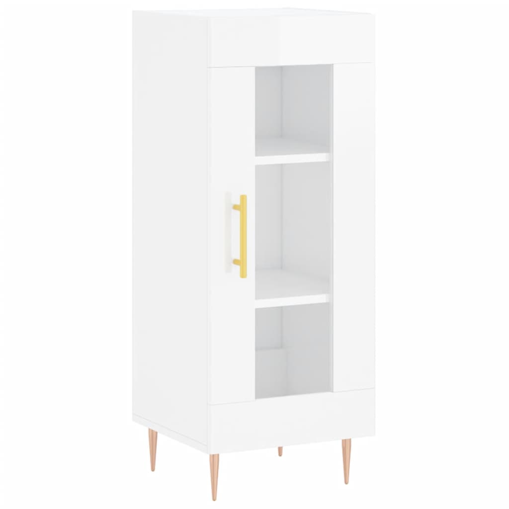 Skjenk høyglans hvit 34,5x34x90 cm konstruert tre