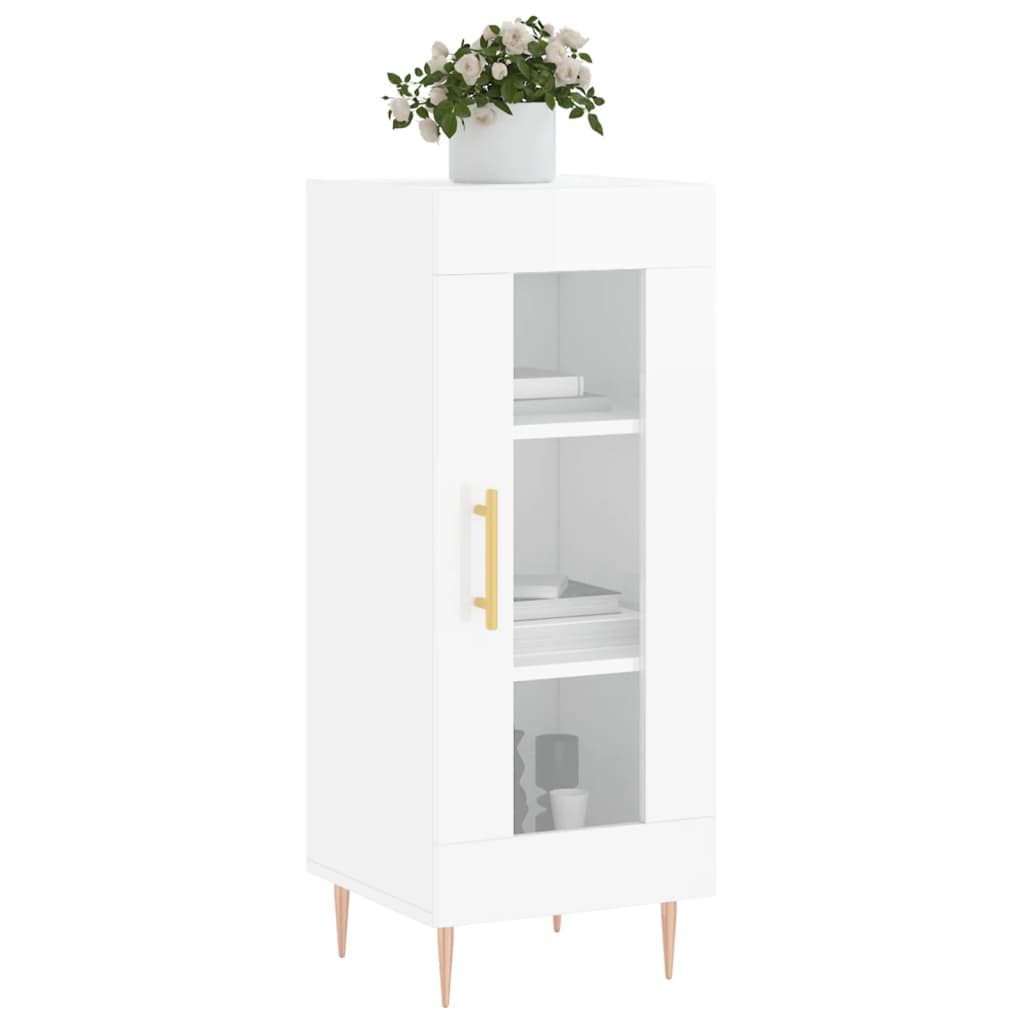 Skjenk høyglans hvit 34,5x34x90 cm konstruert tre