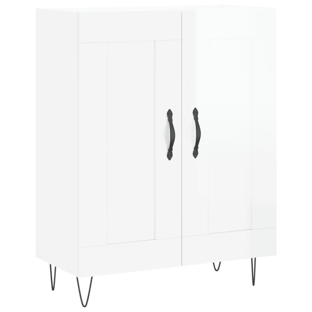 Skjenk høyglans hvit 69,5x34x90 cm konstruert tre