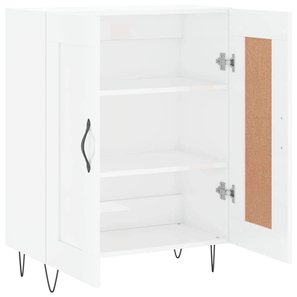 Skjenk høyglans hvit 69,5x34x90 cm konstruert tre