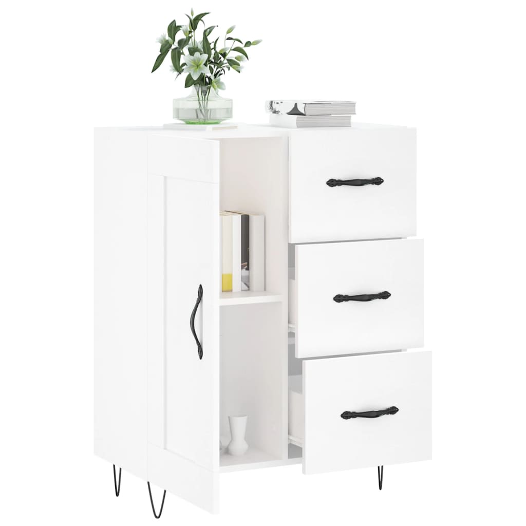 Skjenk hvit 69,5x34x90 cm konstruert tre