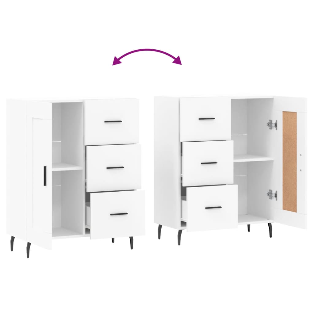 Skjenk hvit 69,5x34x90 cm konstruert tre