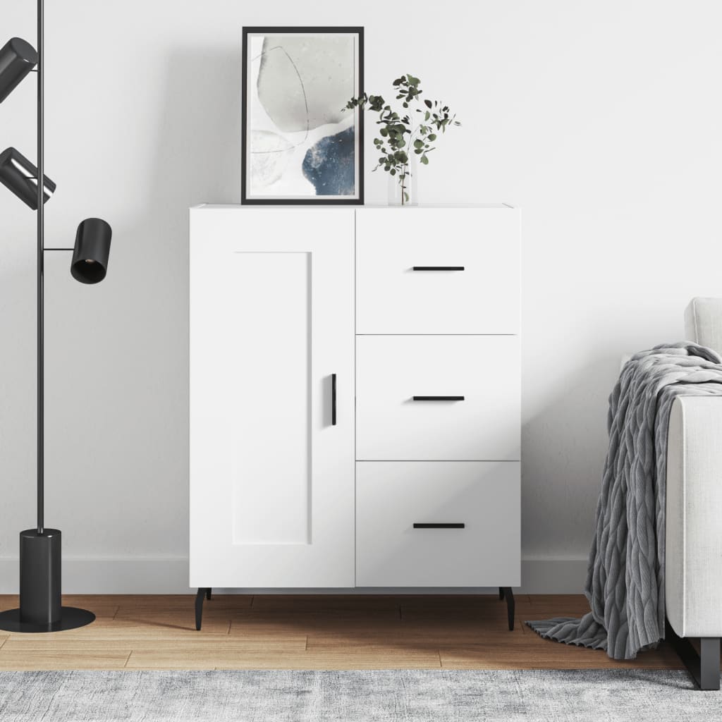 Skjenk hvit 69,5x34x90 cm konstruert tre