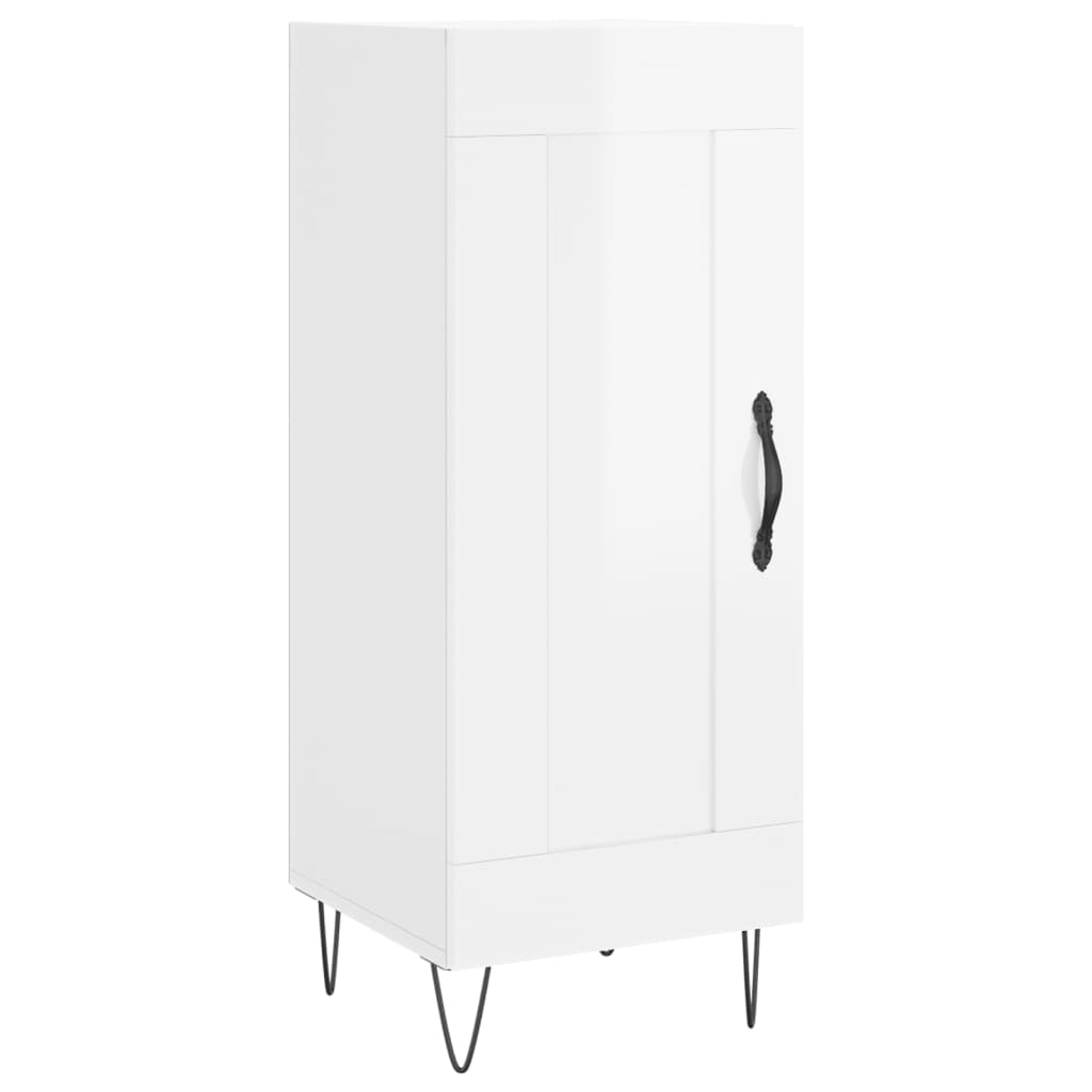 Skjenk høyglans hvit 34,5x34x90 cm konstruert tre