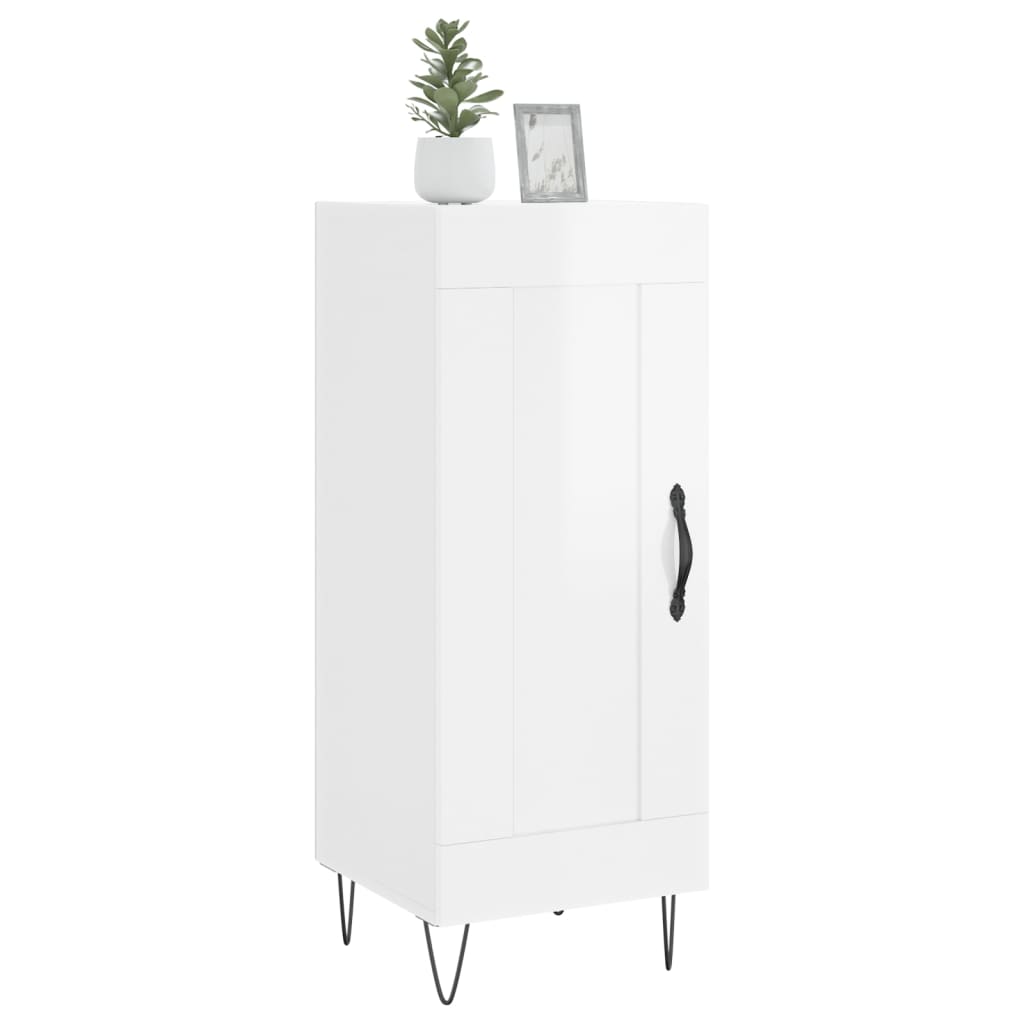 Skjenk høyglans hvit 34,5x34x90 cm konstruert tre