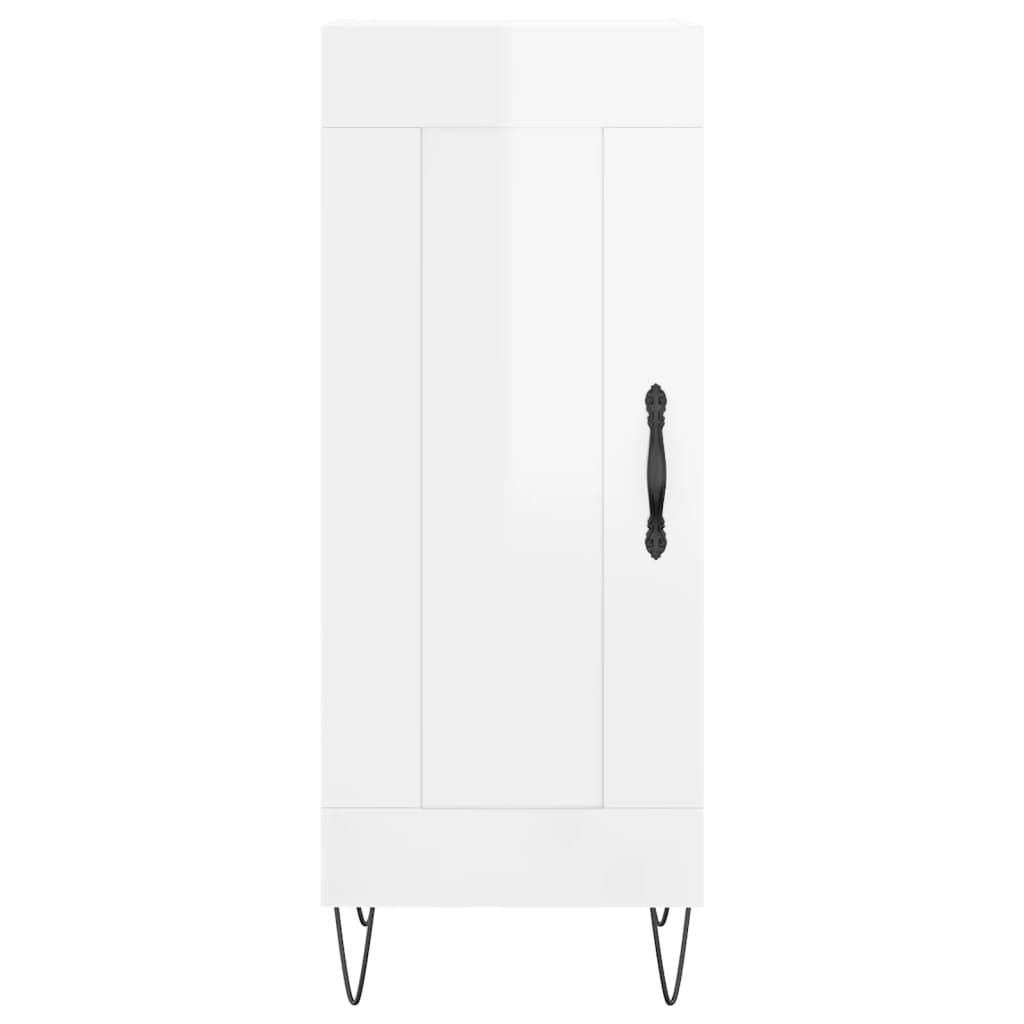 Skjenk høyglans hvit 34,5x34x90 cm konstruert tre