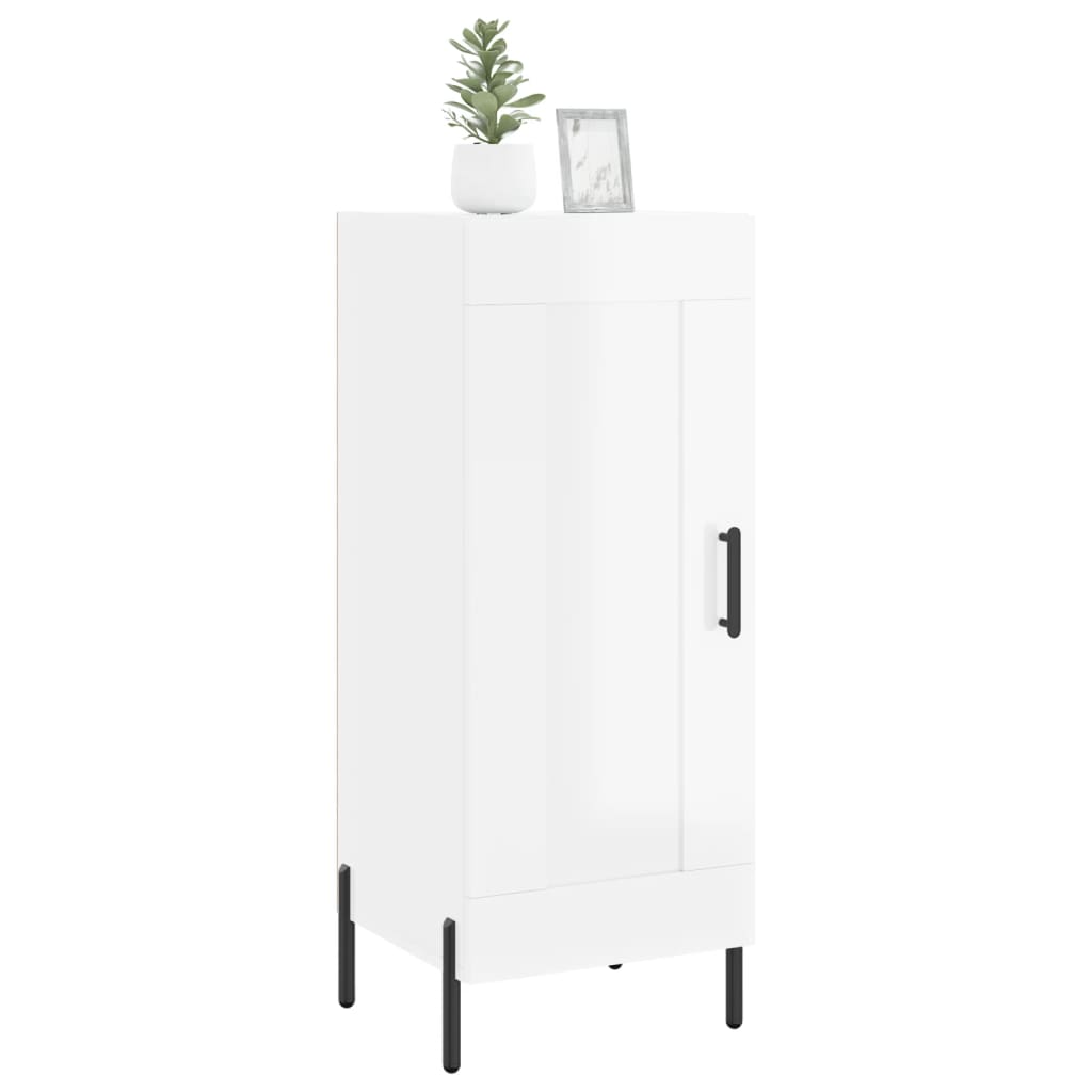 Skjenk høyglans hvit 34,5x34x90 cm konstruert tre