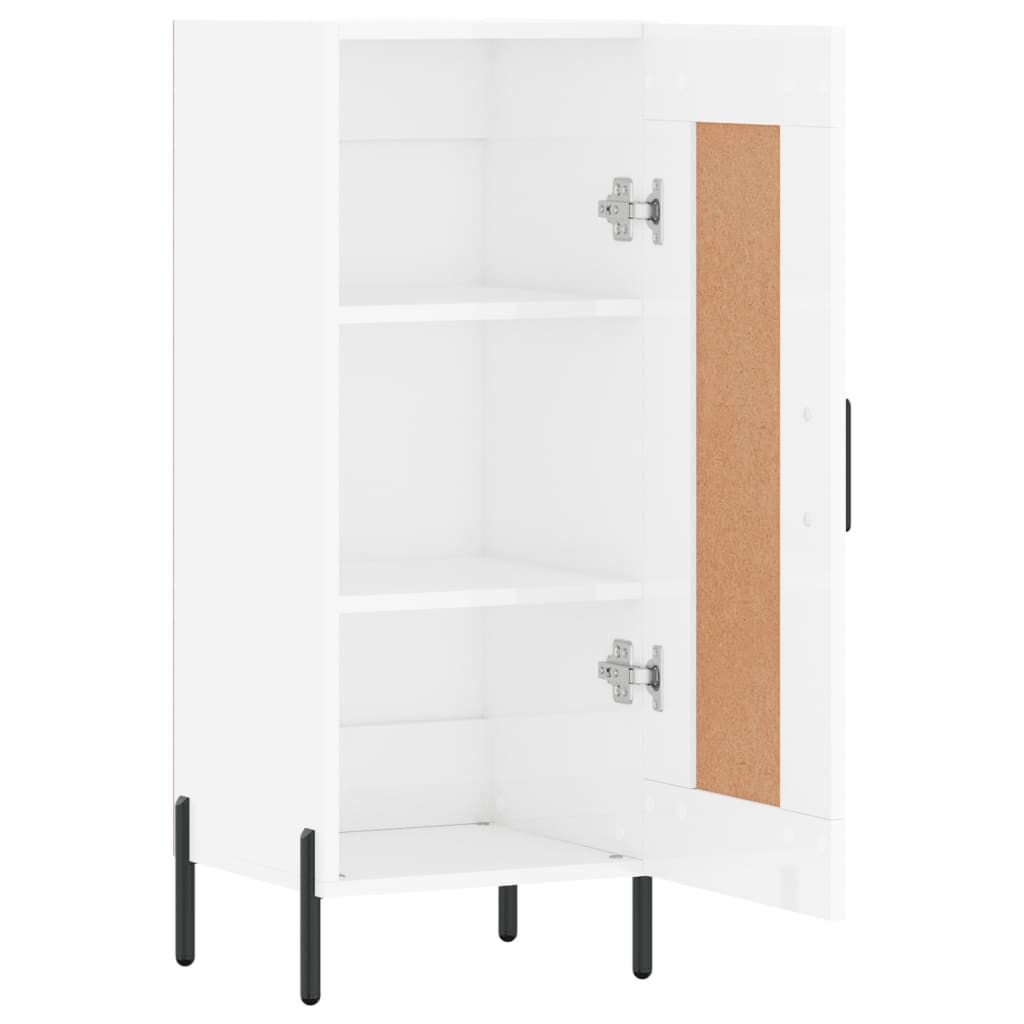 Skjenk høyglans hvit 34,5x34x90 cm konstruert tre