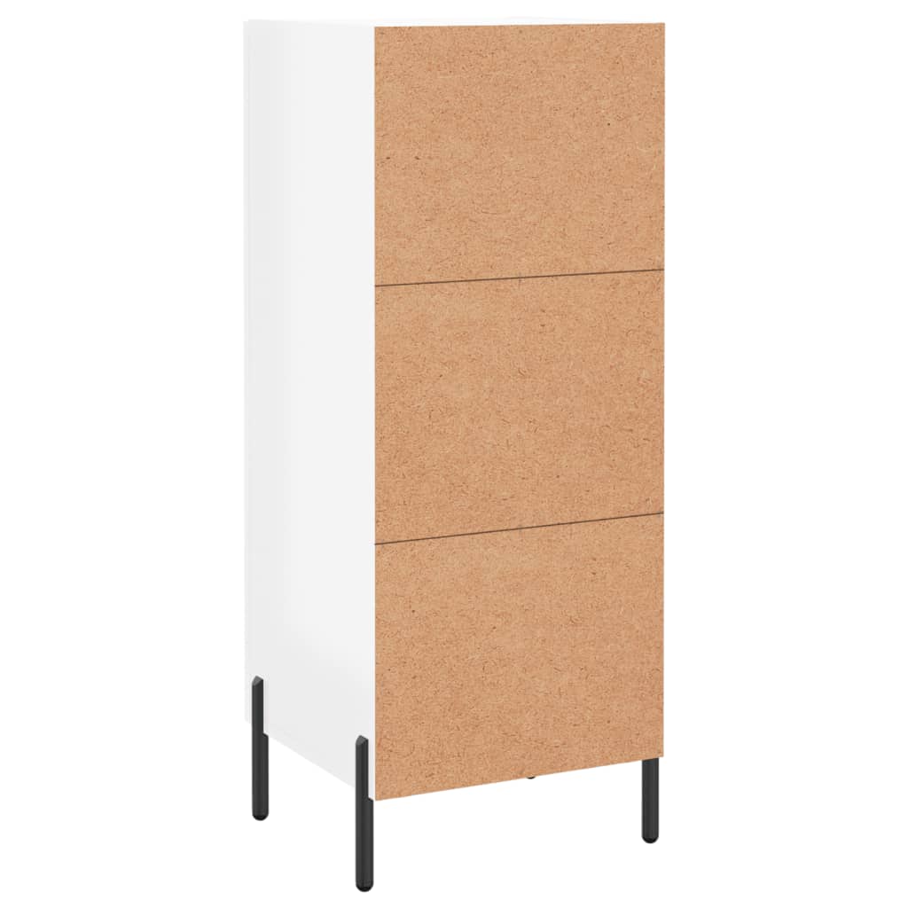 Skjenk høyglans hvit 34,5x34x90 cm konstruert tre