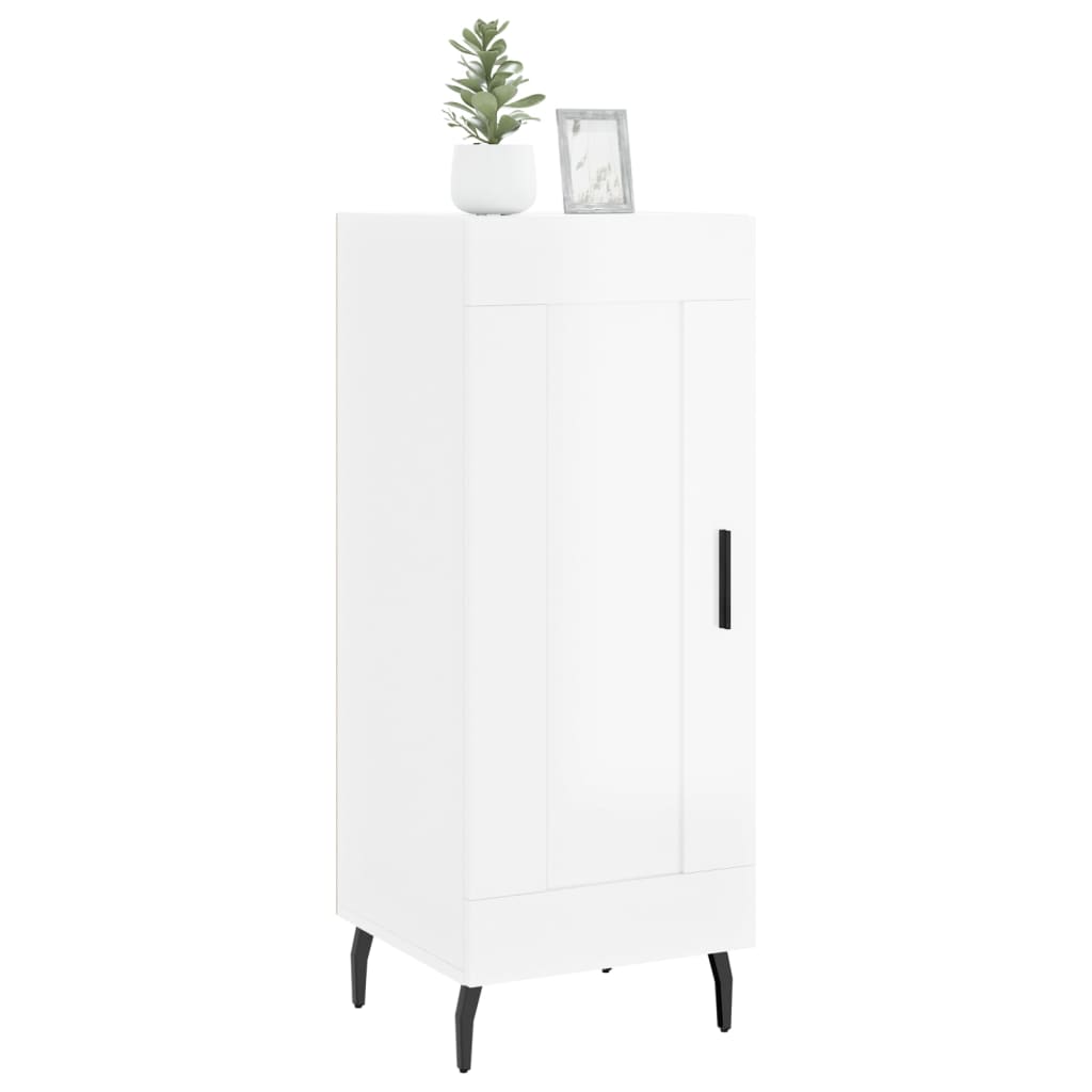 Skjenk høyglans hvit 34,5x34x90 cm konstruert tre