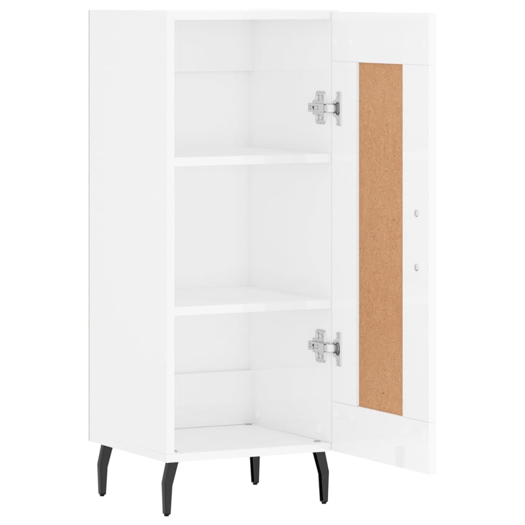 Skjenk høyglans hvit 34,5x34x90 cm konstruert tre