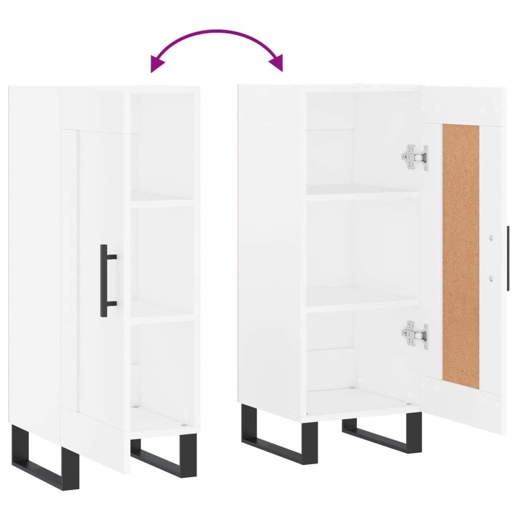 Skjenk hvit 34,5x34x90 cm konstruert tre