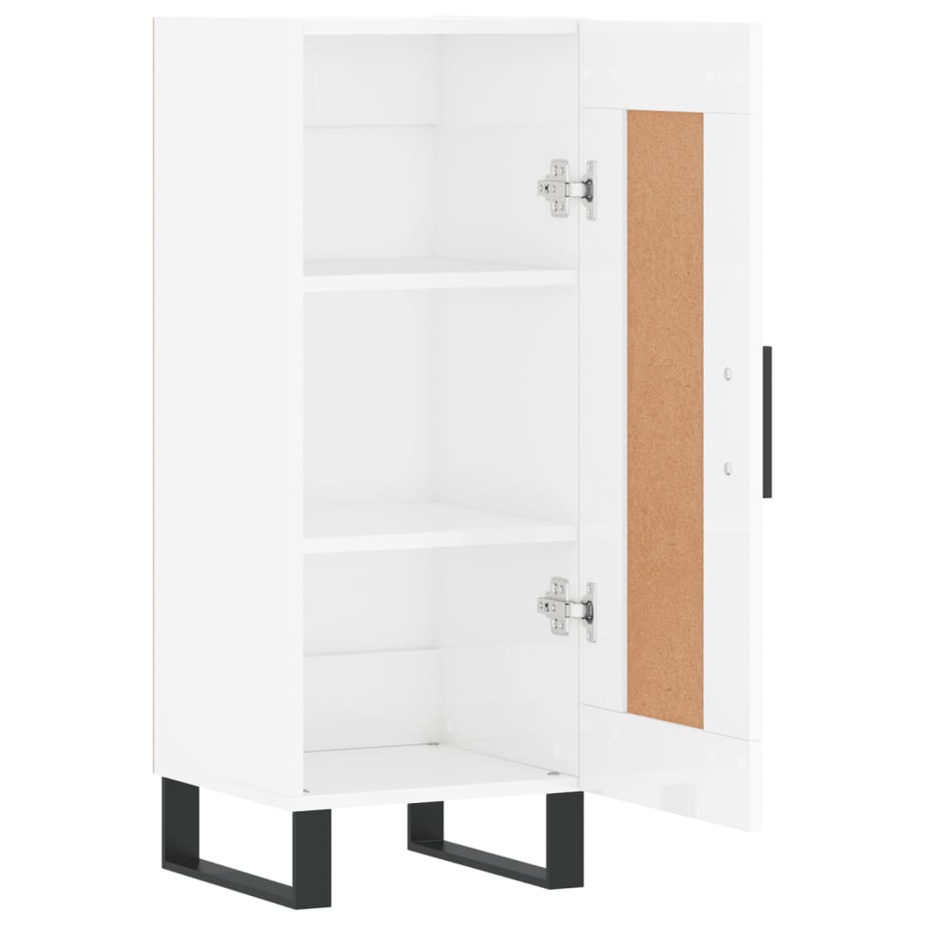 Skjenk høyglans hvit 34,5x34x90 cm konstruert tre