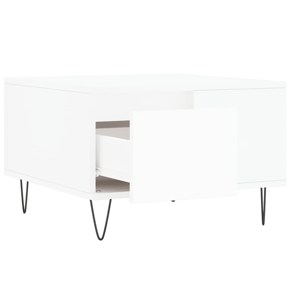 Salongbord hvit 55x55x36,5 cm konstruert tre