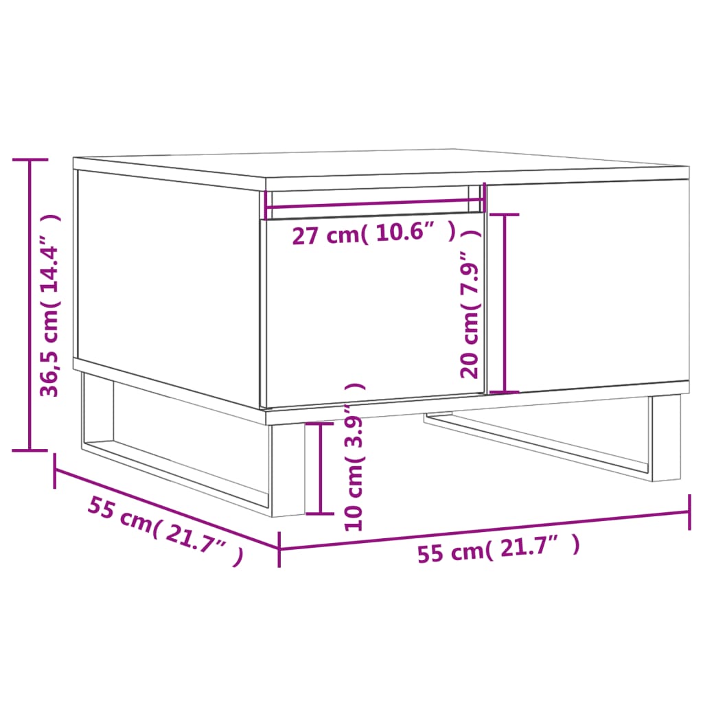 Salongbord sonoma eik 55x55x36,5 cm konstruert tre