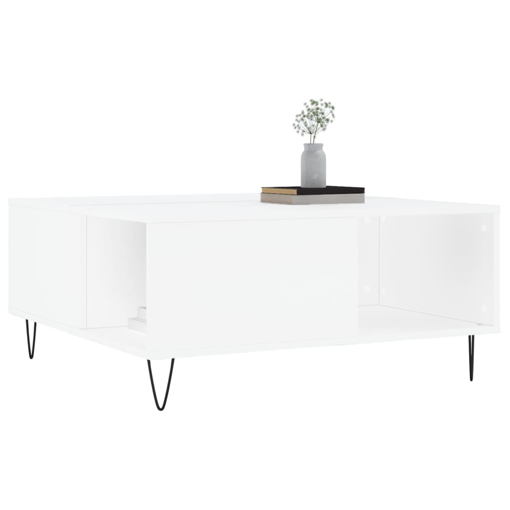 Salongbord hvit 80x80x36,5 cm konstruert tre