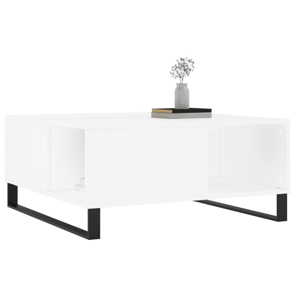 Salongbord hvit 80x80x36,5 cm konstruert tre