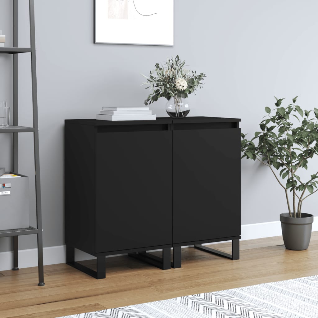 Skjenk 2 stk svart 40x35x70 cm konstruert tre