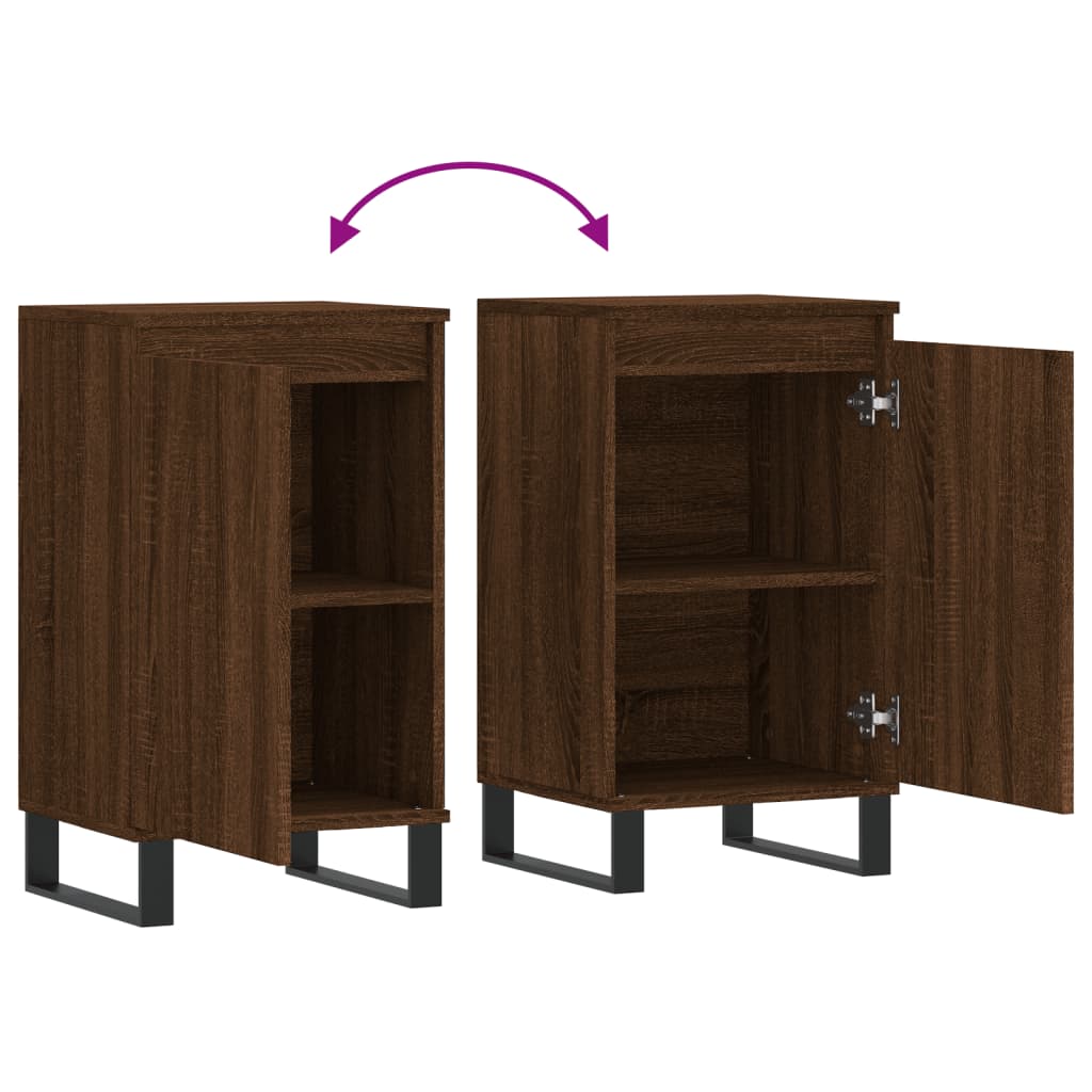 Skjenker 2 stk brun eik 40x35x70 cm konstruert tre
