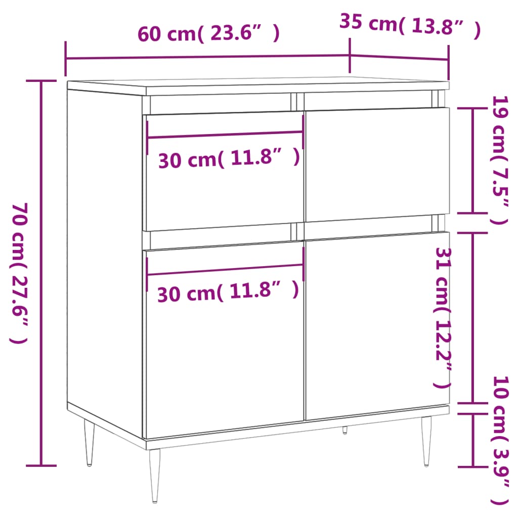 Skjenk betonggrå 60x35x70 cm konstruert tre