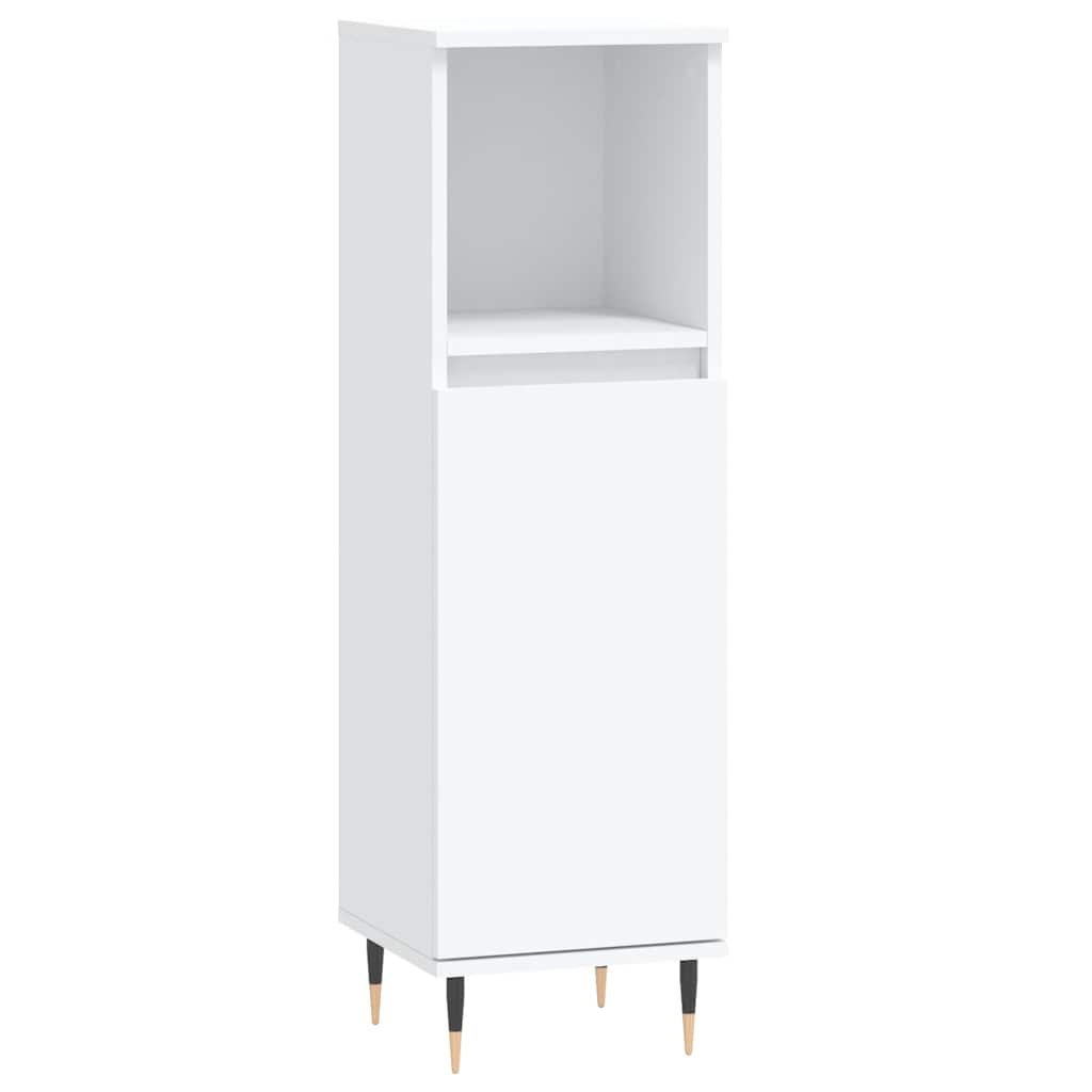 Baderomsskap hvit 30x30x100 cm konstruert tre