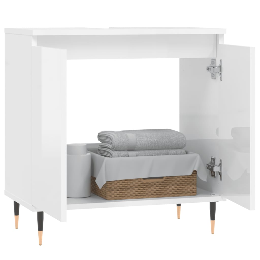 Servantskap høyglans hvit 58x33x60 cm konstruert tre