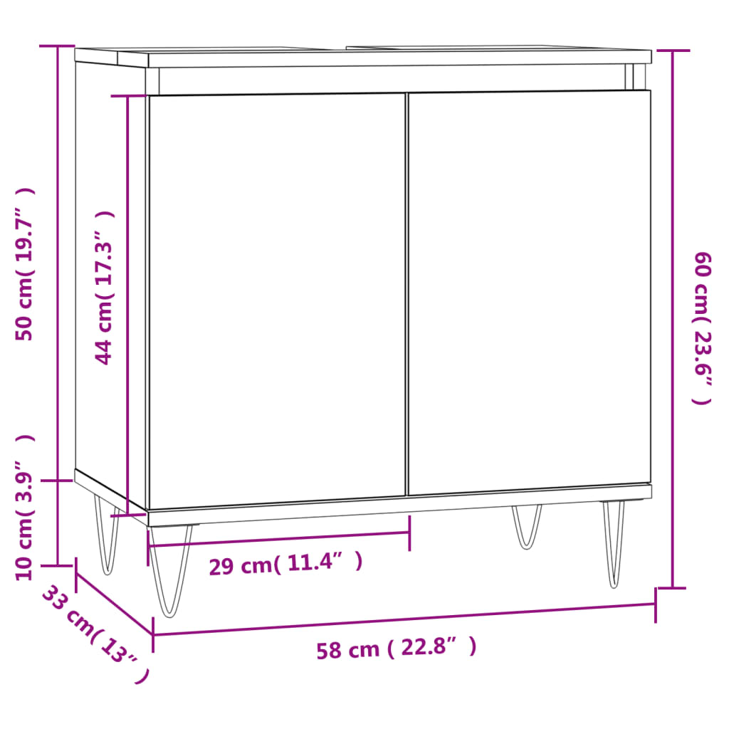 Servantskap sonoma eik 58x33x60 cm konstruert tre