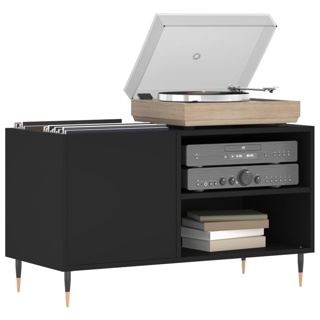 Hifi-benk svart 85x38x48 cm konstruert tre