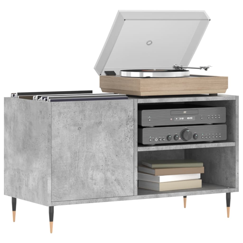 Hifi-benk betonggrå 84,5x38x48 cm konstruert tre