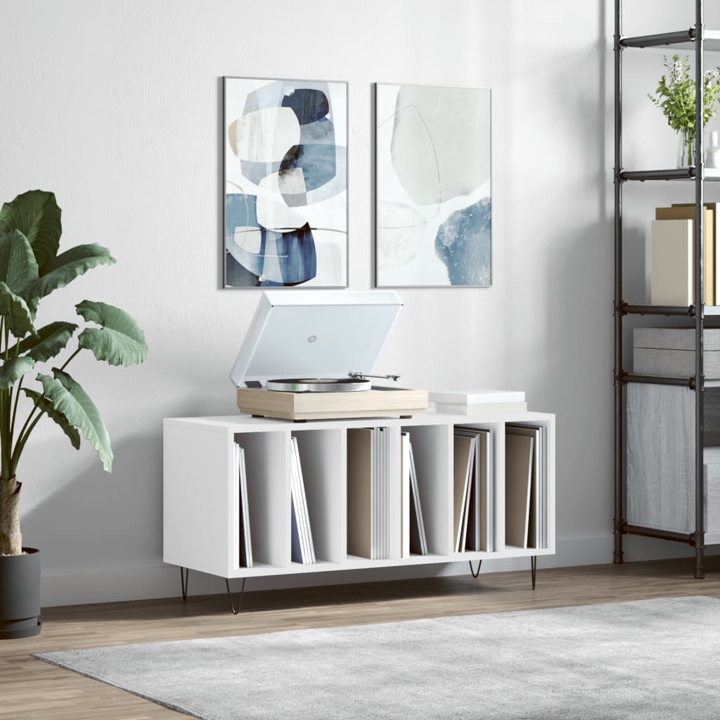 Hifi-benk hvit 100x38x48 cm konstruert tre
