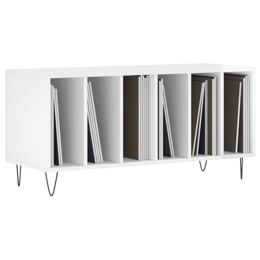 Hifi-benk høyglans hvit 100x38x48 cm konstruert tre