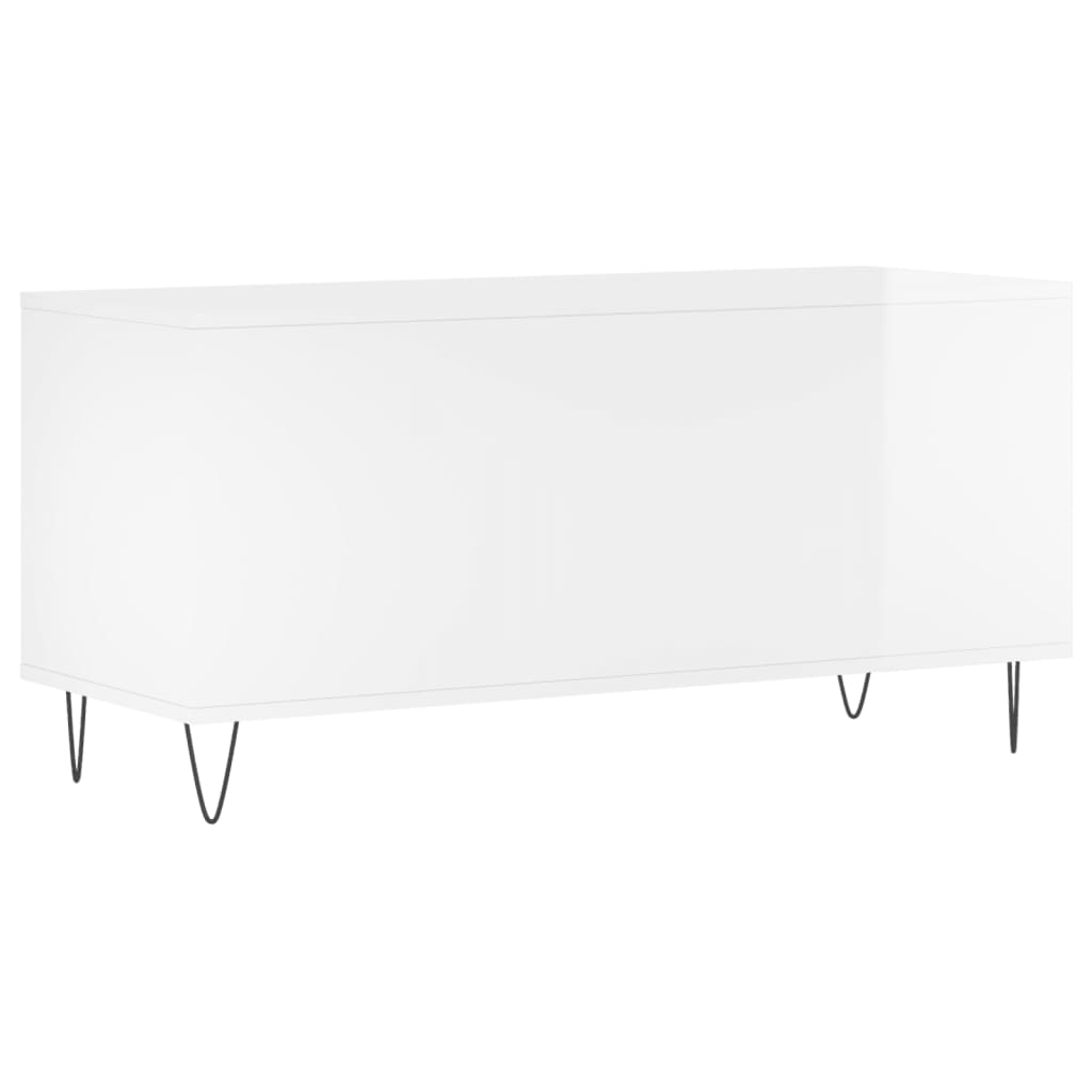 Hifi-benk høyglans hvit 100x38x48 cm konstruert tre