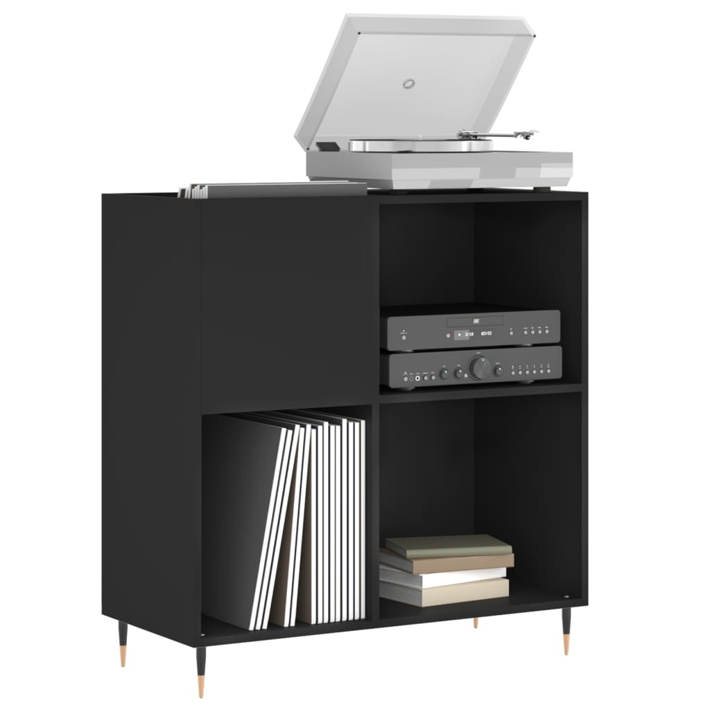 Hifi-benk svart 84,5x38x89 cm konstruert tre